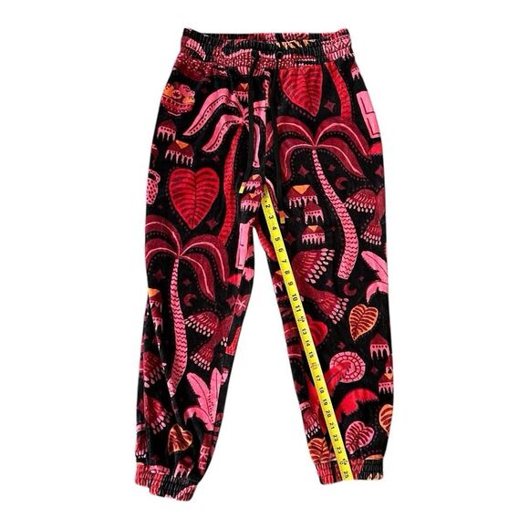 Women's Farm Rio Velvet Floral Fleece Joggers Sweat Pants Medium | Anthropologie - Picture 2 of 9